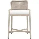 Avalon Counter Stool in Gray Mahogany, Cane & Peyton Pearl Fabric